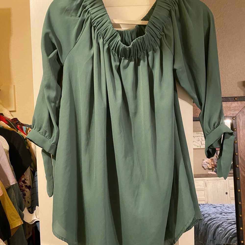 Dusty Green Off the Shoulder Top